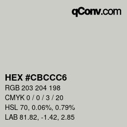 Color code: HEX #CBCCC6 | qconv.com