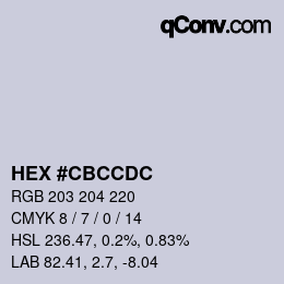 カラーコード: HEX #CBCCDC | qconv.com