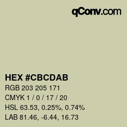 Color code: HEX #CBCDAB | qconv.com