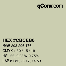 Color code: HEX #CBCEB0 | qconv.com