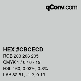 颜色代码: HEX #CBCECD | qconv.com