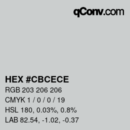 颜色代码: HEX #CBCECE | qconv.com