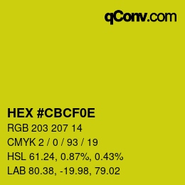 Color code: HEX #CBCF0E | qconv.com