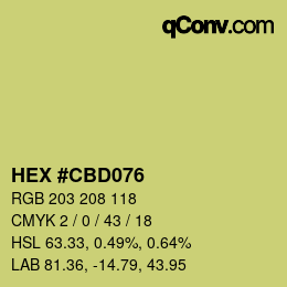 Farbcode: HEX #CBD076 | qconv.com