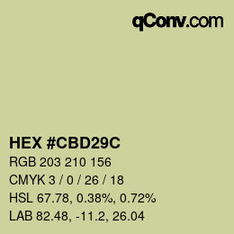 カラーコード: HEX #CBD29C | qconv.com