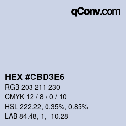 Color code: HEX #CBD3E6 | qconv.com
