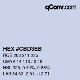 Color code: HEX #CBD3EB | qconv.com