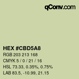 Color code: HEX #CBD5A8 | qconv.com