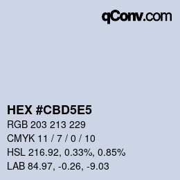 Farbcode: HEX #CBD5E5 | qconv.com