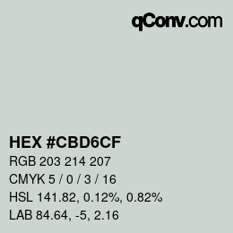 Color code: HEX #CBD6CF | qconv.com