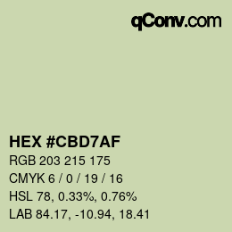 Farbcode: HEX #CBD7AF | qconv.com