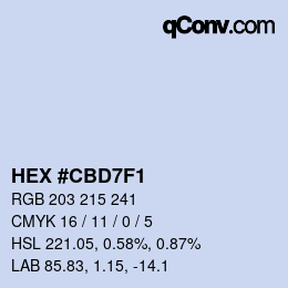 Farbcode: HEX #CBD7F1 | qconv.com