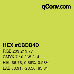 颜色代码: HEX #CBDB4D | qconv.com