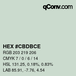 Color code: HEX #CBDBCE | qconv.com