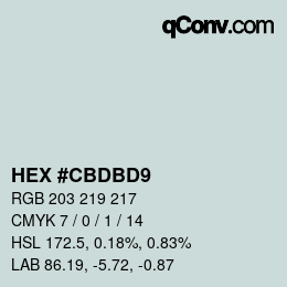 Color code: HEX #CBDBD9 | qconv.com