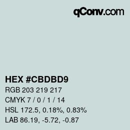 カラーコード: HEX #CBDBD9 | qconv.com