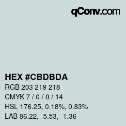 カラーコード: HEX #CBDBDA | qconv.com