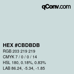 カラーコード: HEX #CBDBDB | qconv.com