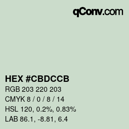 Código de color: HEX #CBDCCB | qconv.com