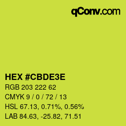 Color code: HEX #CBDE3E | qconv.com