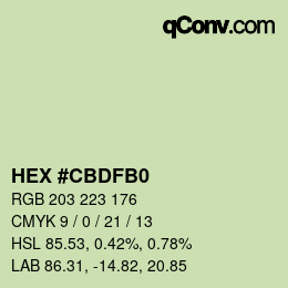 Color code: HEX #CBDFB0 | qconv.com