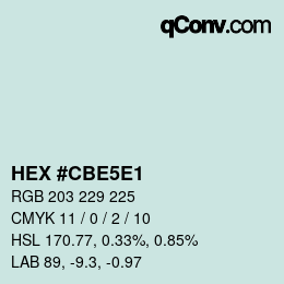 Color code: HEX #CBE5E1 | qconv.com