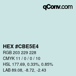 Color code: HEX #CBE5E4 | qconv.com