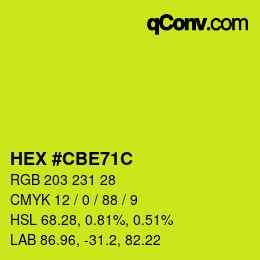 Color code: HEX #CBE71C | qconv.com