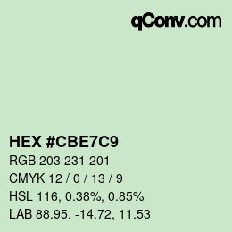 カラーコード: HEX #CBE7C9 | qconv.com