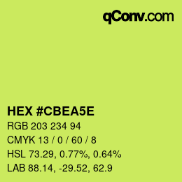 Color code: HEX #CBEA5E | qconv.com