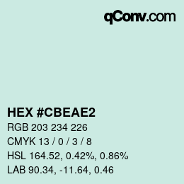 Color code: HEX #CBEAE2 | qconv.com