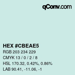 カラーコード: HEX #CBEAE5 | qconv.com