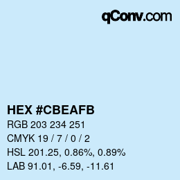 Código de color: HEX #CBEAFB | qconv.com