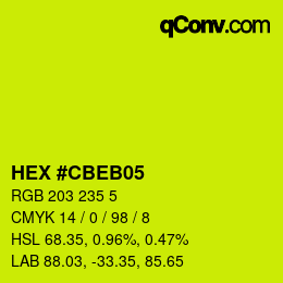 颜色代码: HEX #CBEB05 | qconv.com
