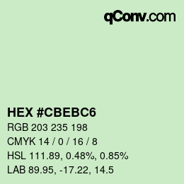 Color code: HEX #CBEBC6 | qconv.com