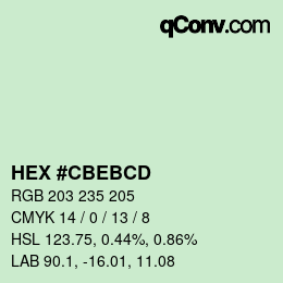 Color code: HEX #CBEBCD | qconv.com