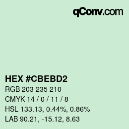 Farbcode: HEX #CBEBD2 | qconv.com