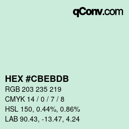 Color code: HEX #CBEBDB | qconv.com