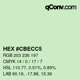 Color code: HEX #CBECC5 | qconv.com