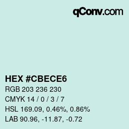 カラーコード: HEX #CBECE6 | qconv.com