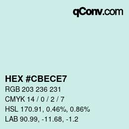 颜色代码: HEX #CBECE7 | qconv.com