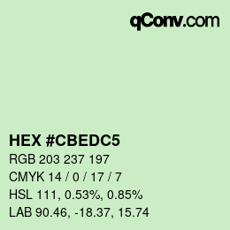 カラーコード: HEX #CBEDC5 | qconv.com