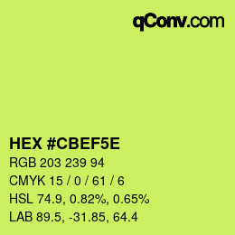 カラーコード: HEX #CBEF5E | qconv.com