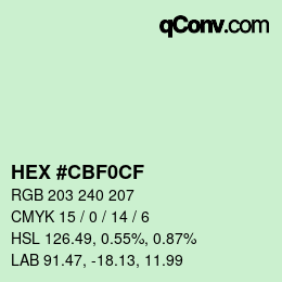 Color code: HEX #CBF0CF | qconv.com