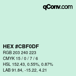 Color code: HEX #CBF0DF | qconv.com