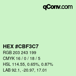 Color code: HEX #CBF3C7 | qconv.com