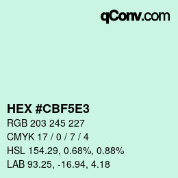 Color code: HEX #CBF5E3 | qconv.com