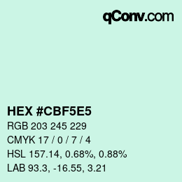 カラーコード: HEX #CBF5E5 | qconv.com