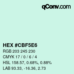 カラーコード: HEX #CBF5E6 | qconv.com