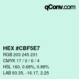 Color code: HEX #CBF5E7 | qconv.com